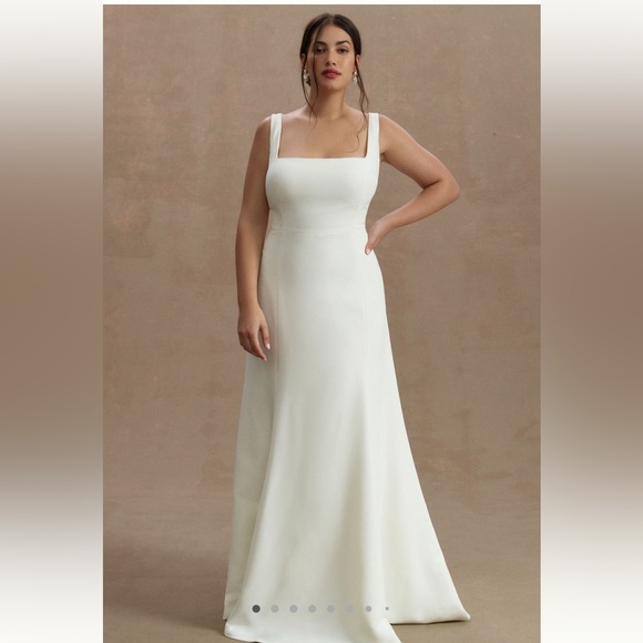 Jenny by Jenny Yoo Portia Square-Neck Fit & Flare Crepe Wedding Gown - Picture 2 of 10